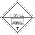 Radioactive material Criticality safety index label (Symbol 7E) sign