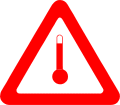 Indicating elevated temperature (liquid state at a temperature equal to or exceeding 100 °C, in a solid state at a temperature equal to or exceeding 240 °C) sign